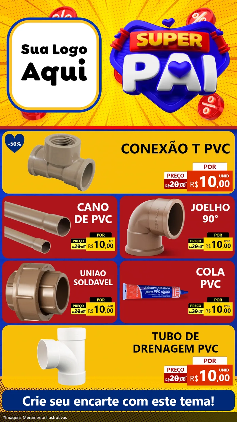 Modelo de TV para TV Vertical com o tema Super Pai para Tubos e conexões