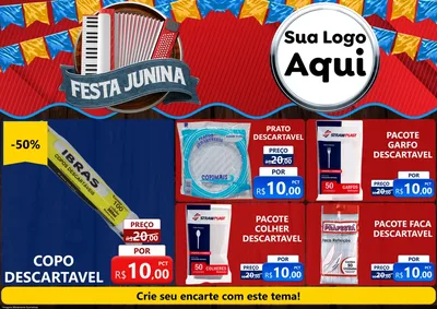 Modelo de Encarte para Encarte A4 Horizontal com o tema Festa Junina para Embalagens
