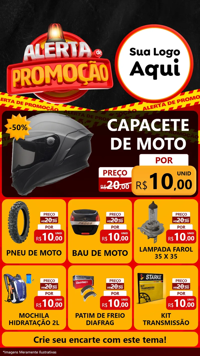 Modelo de Rede Social para Stories com o tema Alerta de Promoção para Moto peças