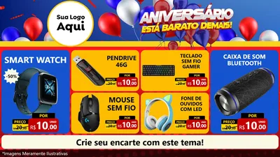 Modelo de TV para TV Horizontal com o tema Aniversário para Informática