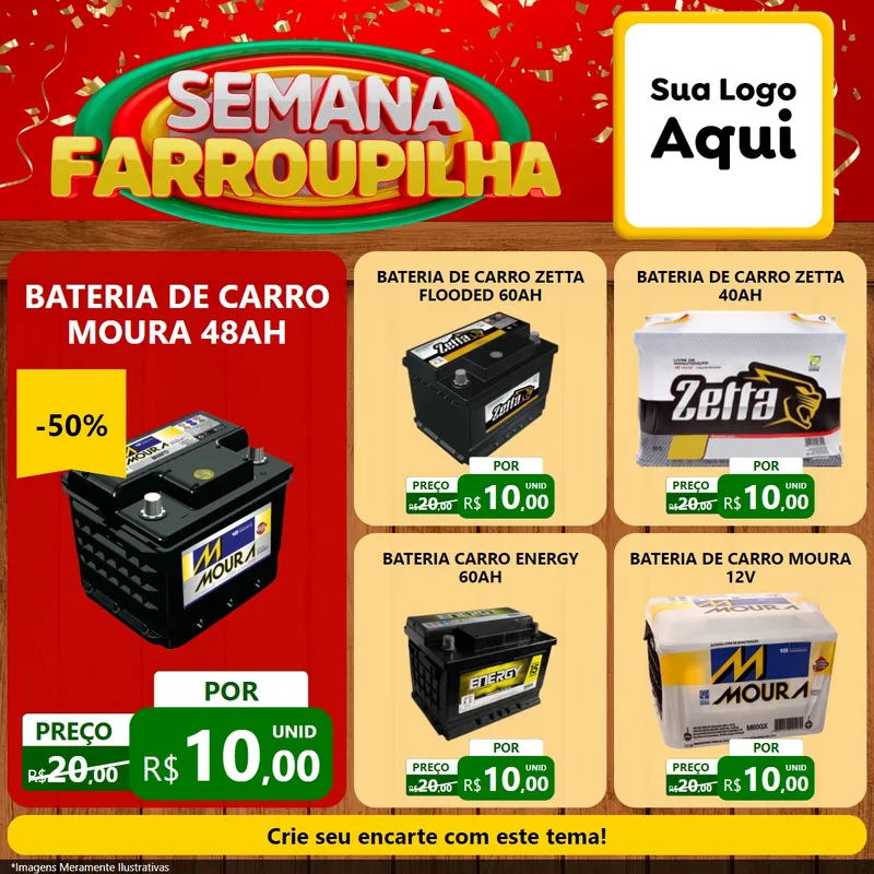 Modelo de Rede Social para Feed Facebook com o tema Semana Farroupilha para Baterias Elétricas