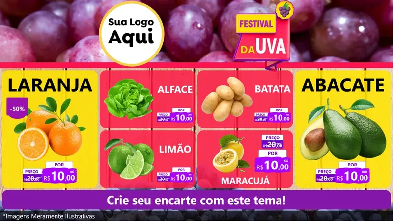 Modelo de TV para TV Horizontal com o tema Festival da Uva para Hortifrúti