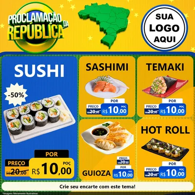 Modelo de Rede Social para Feed Facebook com o tema Proclamação da República para Comida japonesa