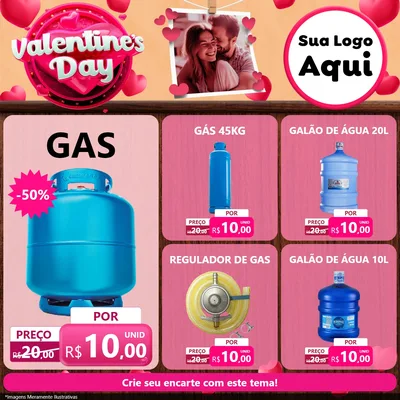 Modelo de Rede Social para Feed Facebook com o tema Valentine's Day para Água e gás