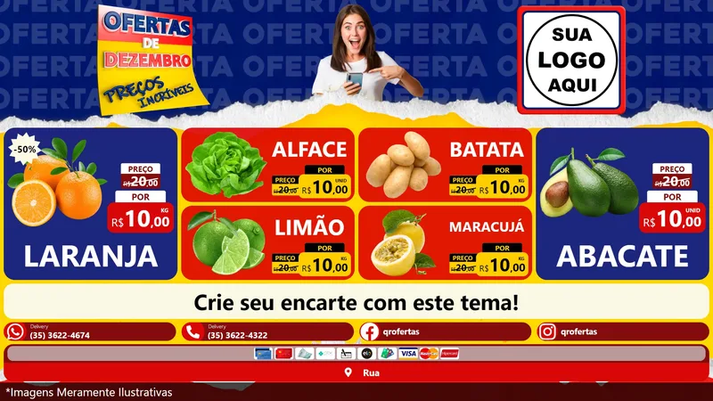 Modelo de TV para TV Horizontal com o tema Ofertas de Dezembro - Preços Incríveis para Hortifrúti