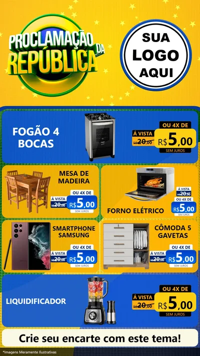 Modelo de TV para TV Vertical com o tema Proclamação da República para Móveis e Eletro