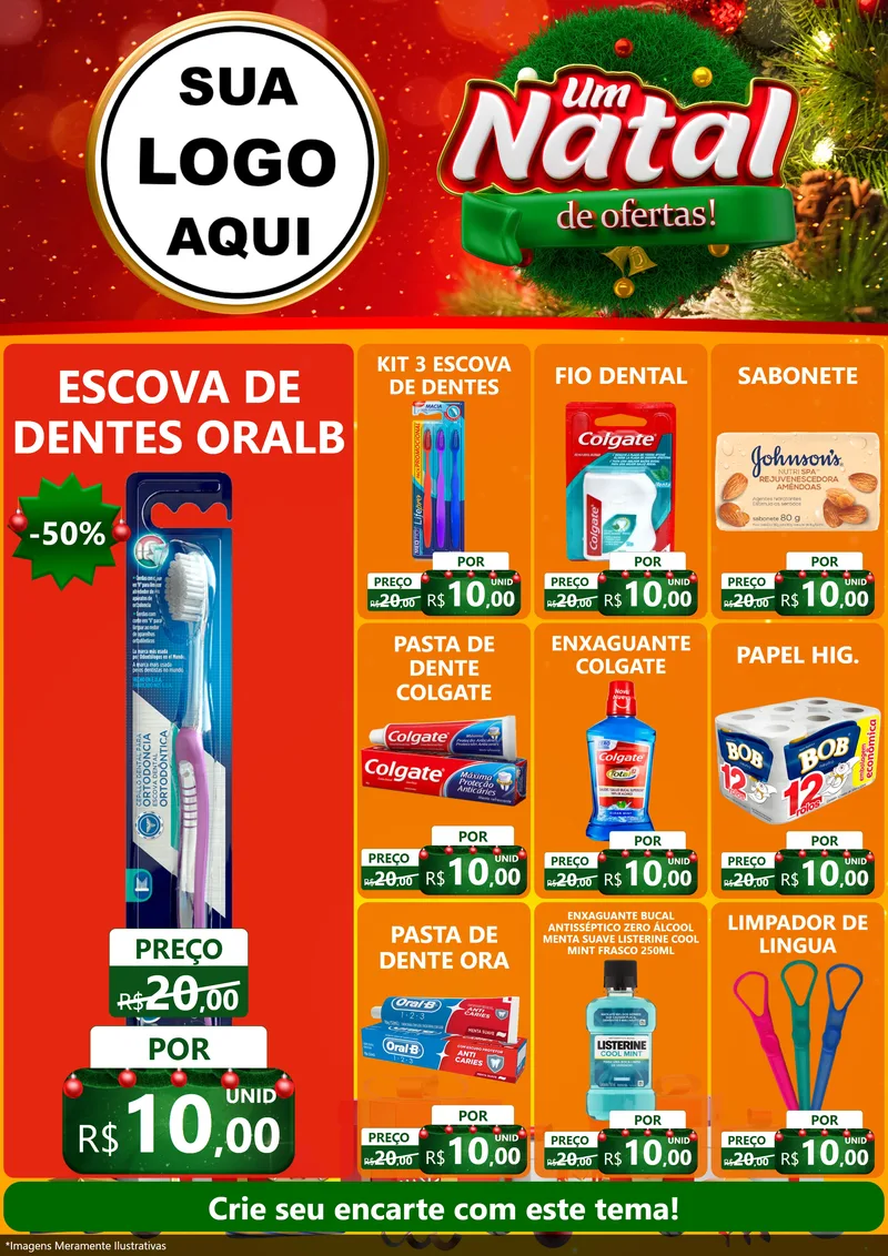 Modelo de Encarte para Encarte A4 Vertical com o tema Um Natal de Ofertas para Higiene Pessoal