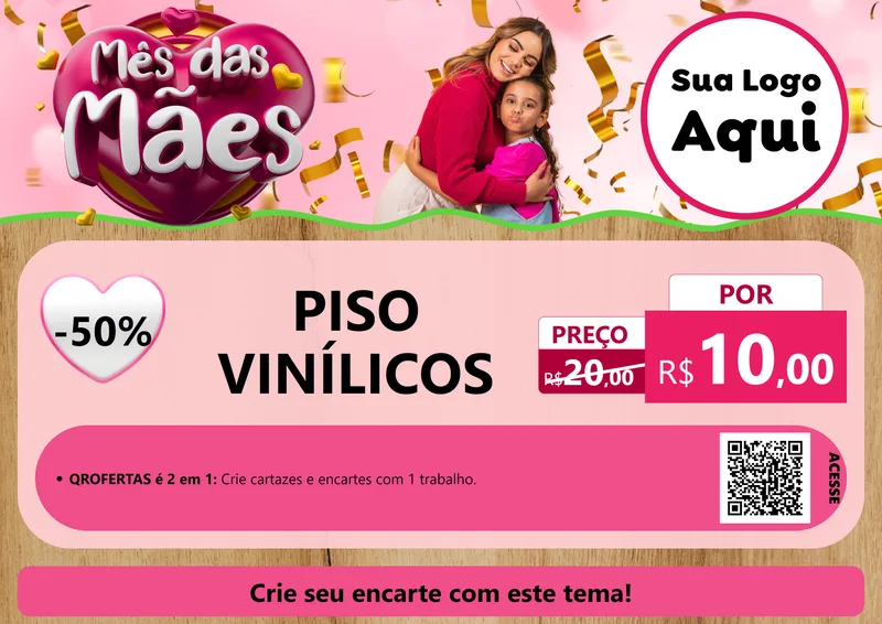 Modelo de Cartaz para Cartaz A4 Horizontal com o tema Mês das Mães para Material para Construção