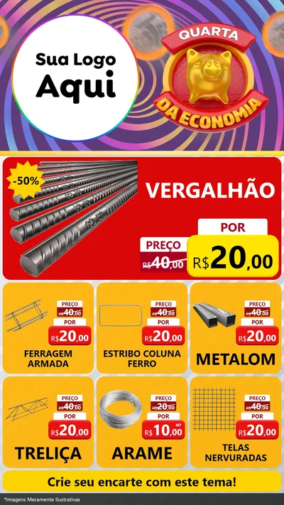 Modelo de Rede Social para Stories com o tema Quarta da Economia para Ferragens
