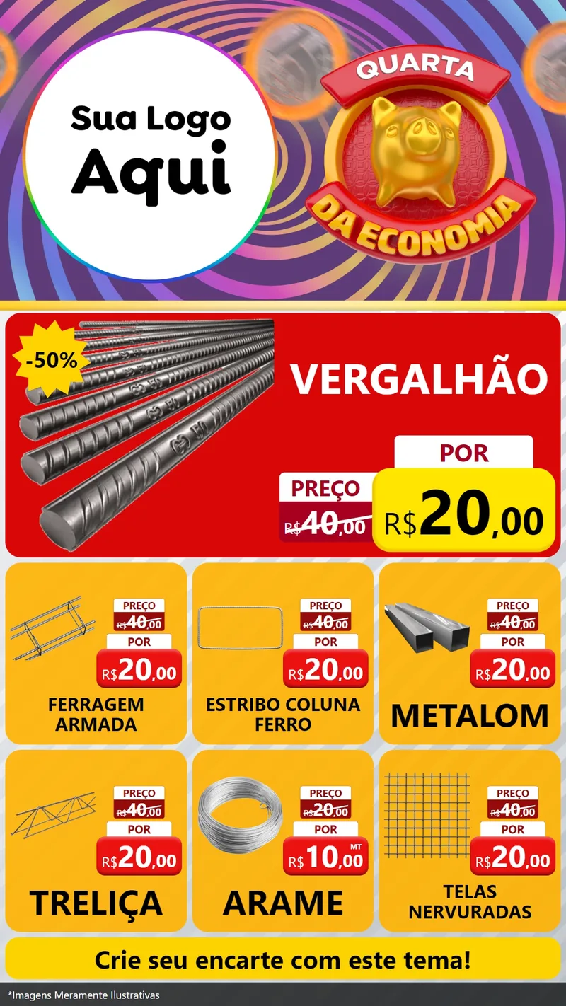 Modelo de Rede Social para Stories com o tema Quarta da Economia para Ferragens