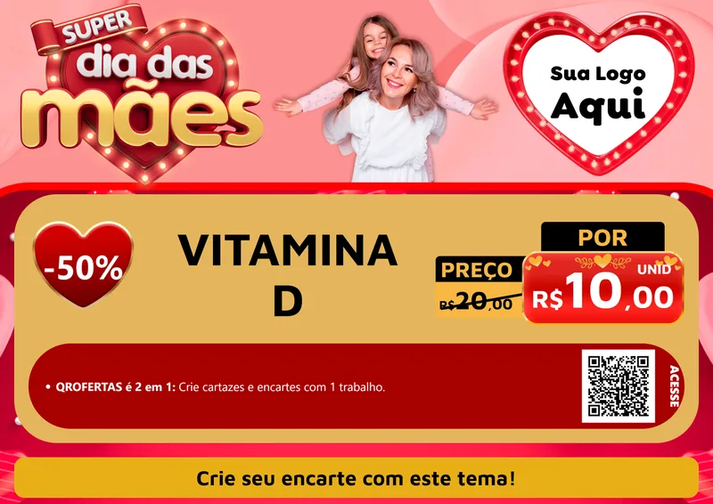 Modelo de Cartaz para Cartaz A4 Horizontal com o tema Super Dia Das Mães para Farmácia