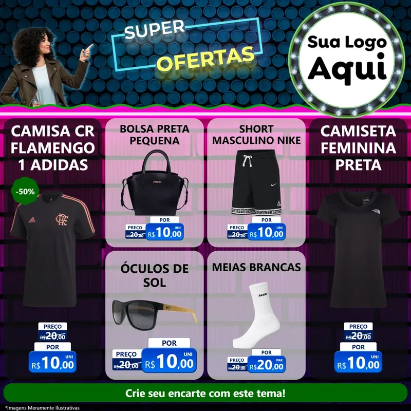 Modelo de Rede Social para Feed Facebook com o tema Super Ofertas para Roupas e acessórios