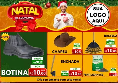 Modelo de Encarte para Encarte A4 Horizontal com o tema Natal da Economia para Agropecuária