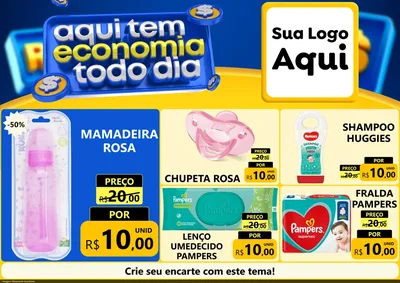 Modelo de Encarte para Encarte A4 Horizontal com o tema Aqui Tem Economia Todo Dia para Bebês