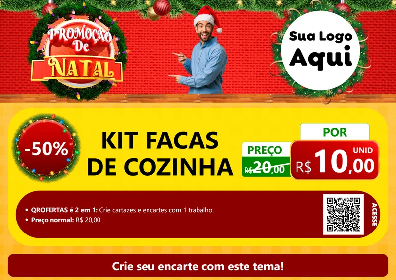 Modelo de Cartaz para Cartaz A4 Horizontal com o tema Promoção de Natal para Utilidades Domésticas