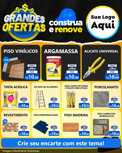 Modelo de Rede Social para Feed Instagram com o tema Grandes Ofertas - Material de Construção para Material para Construção