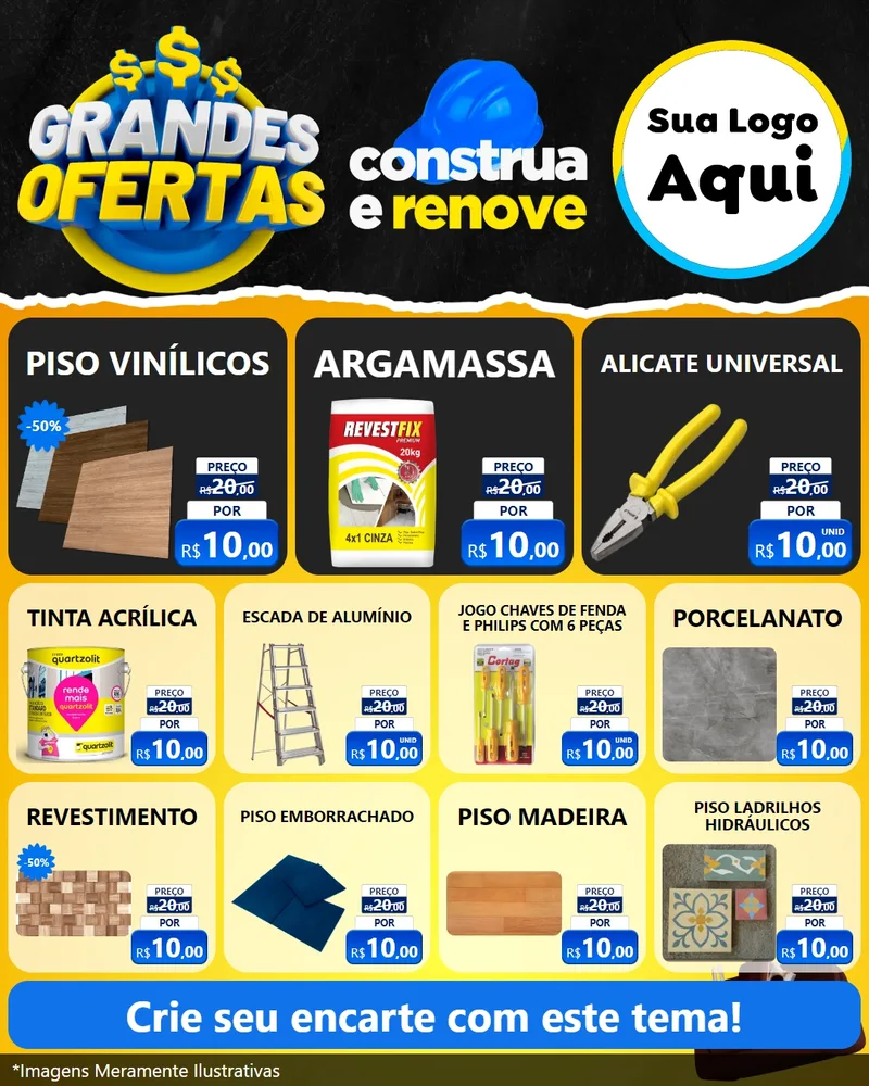 Modelo de Rede Social para Feed Instagram com o tema Grandes Ofertas - Material de Construção para Material para Construção