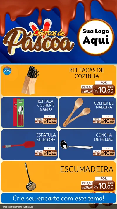 Modelo de TV para TV Vertical com o tema Ofertas de Páscoa para Utilidades Domésticas