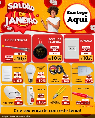 Modelo de Rede Social para Feed Instagram com o tema Saldão de Janeiro para Materiais Elétricos