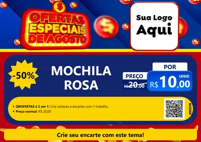 Modelo de Cartaz para Cartaz A4 Horizontal com o tema Ofertas Especiais de Agosto para Papelaria
