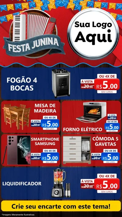 Modelo de TV para TV Vertical com o tema Festa Junina para Móveis e Eletro