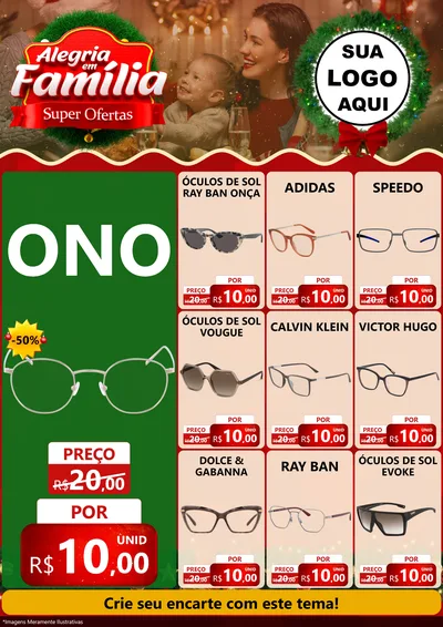 Modelo de Encarte para Encarte A4 Vertical com o tema Alegria Em Família - Super Ofertas para Óticas