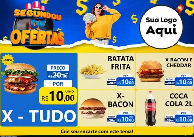 Modelo de Encarte para Encarte A4 Horizontal com o tema Segundou de Ofertas para Hamburgueria