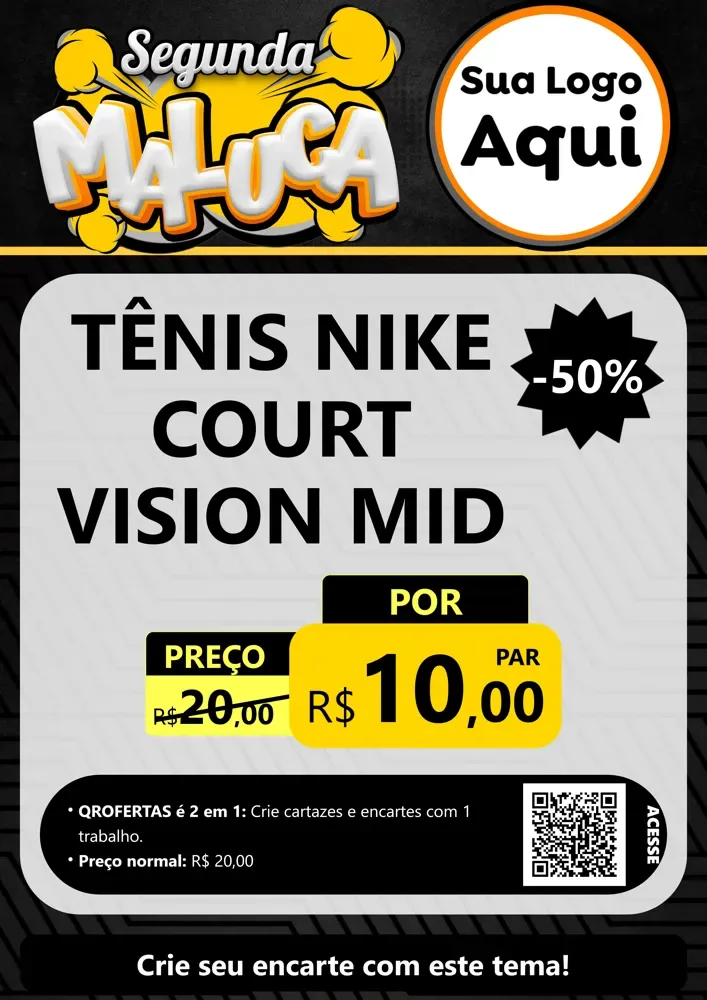 Modelo de Cartaz para Cartaz A4 Vertical com o tema Segunda Maluca para Calçados