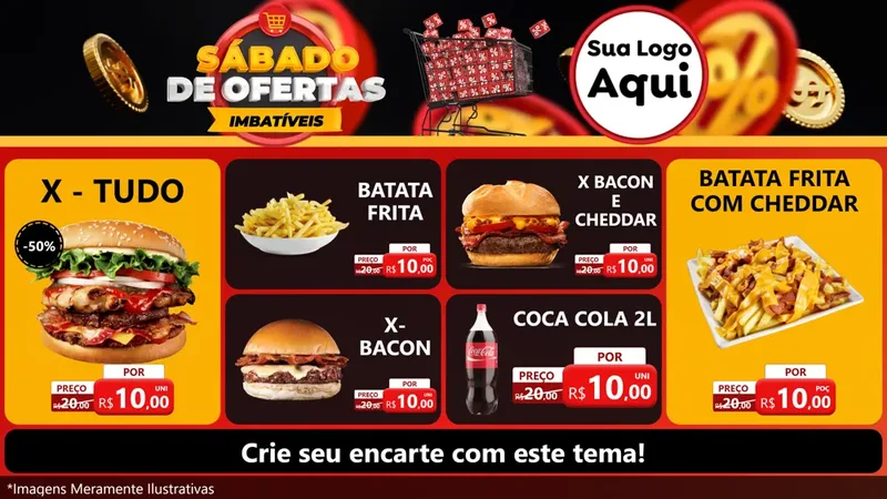 Modelo de TV para TV Horizontal com o tema Sábado de Ofertas Imbatíveis para Hamburgueria