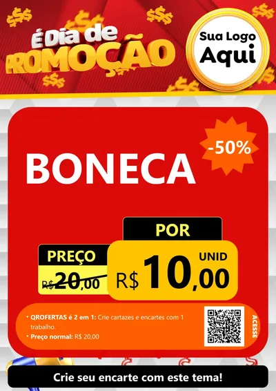 Modelo de Cartaz para Cartaz A4 Vertical com o tema É Dia De Promoção para Brinquedos
