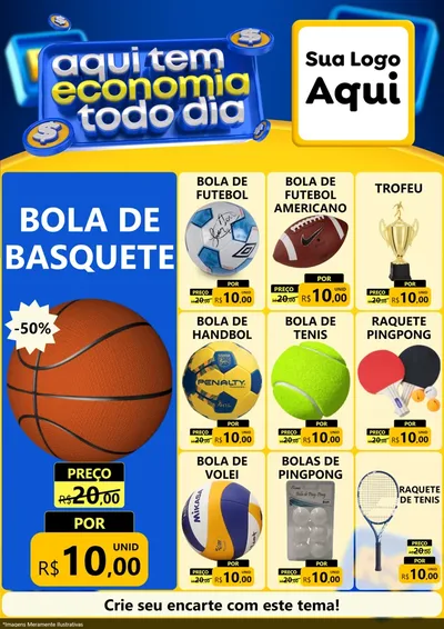 Modelo de Encarte para Encarte A4 Vertical com o tema Aqui Tem Economia Todo Dia para Artigos Esportivos