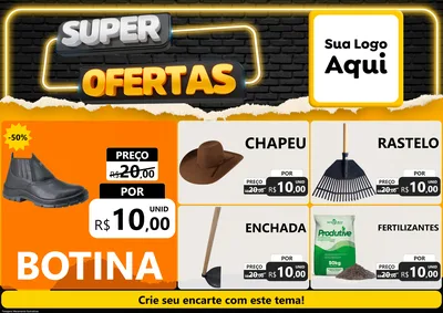 Modelo de Encarte para Encarte A4 Horizontal com o tema Super Ofertas para Agropecuária