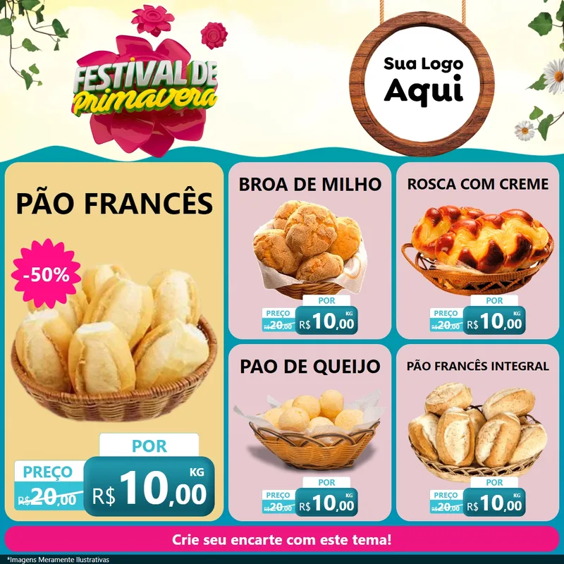 Modelo de Rede Social para Feed Facebook com o tema Festival de Primavera para Padaria