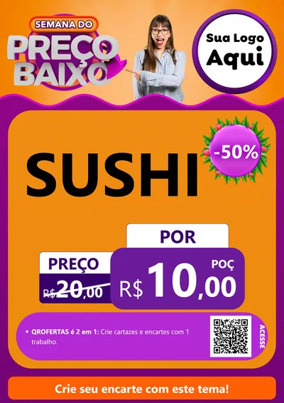 Modelo de Cartaz para Cartaz A4 Vertical com o tema Semana do Preço Baixo para Comida japonesa