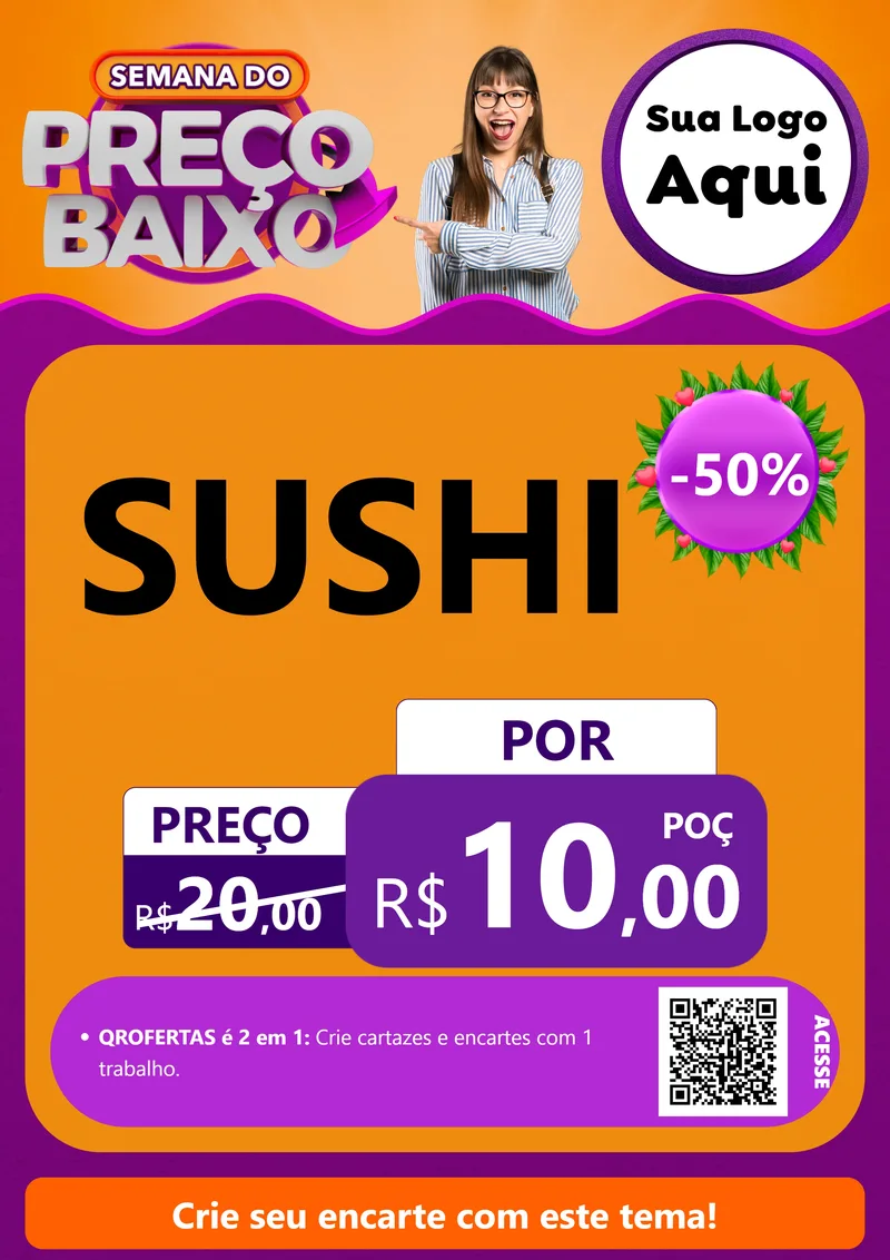 Modelo de Cartaz para Cartaz A4 Vertical com o tema Semana do Preço Baixo para Comida japonesa