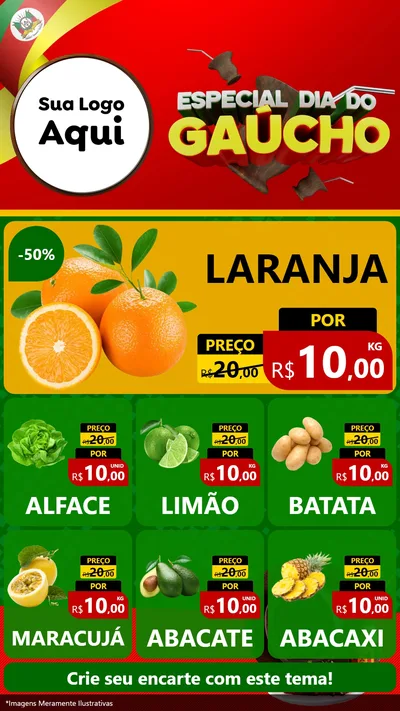 Modelo de Rede Social para Stories com o tema Especial Dia do Gaúcho para Hortifrúti