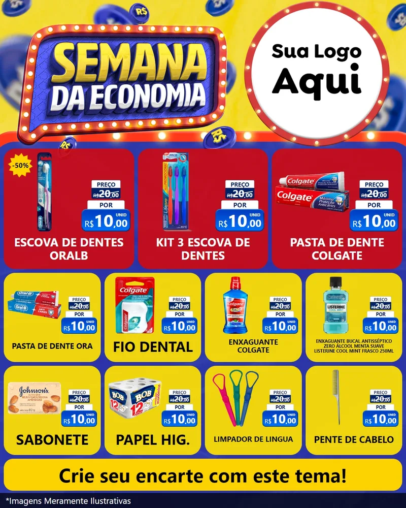 Modelo de Rede Social para Feed Instagram com o tema Semana da Economia para Higiene Pessoal