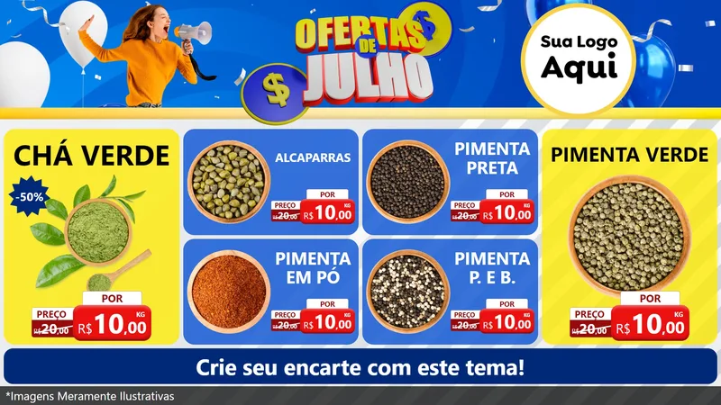 Modelo de TV para TV Horizontal com o tema Ofertas de Julho para Produtos Naturais