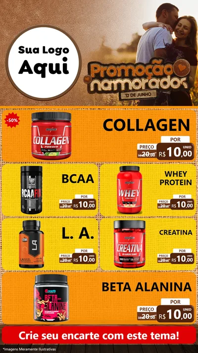 Modelo de TV para TV Vertical com o tema Promoção Namorados para Suplementos alimentares