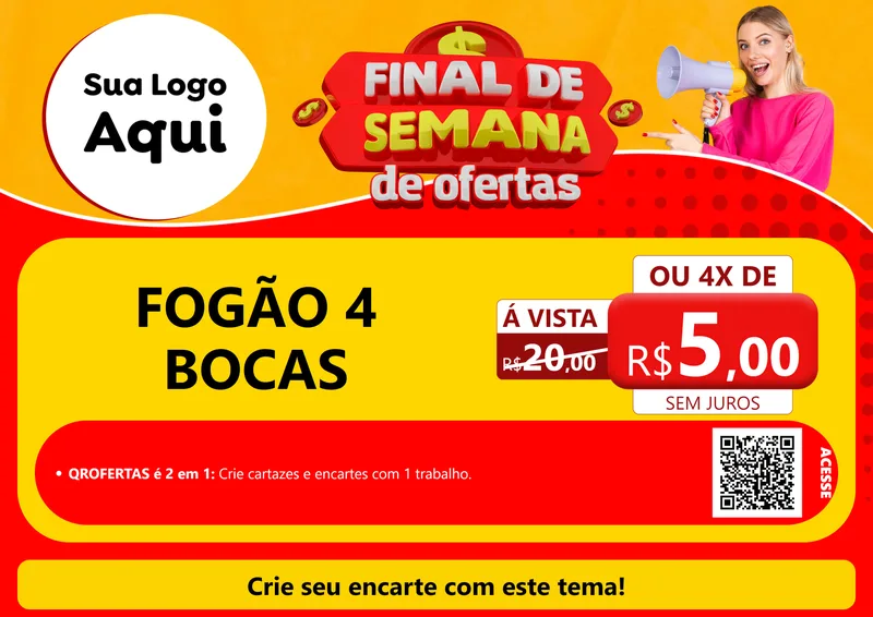Modelo de Cartaz para Cartaz A4 Horizontal com o tema Final de Semana de Ofertas para Móveis e Eletro