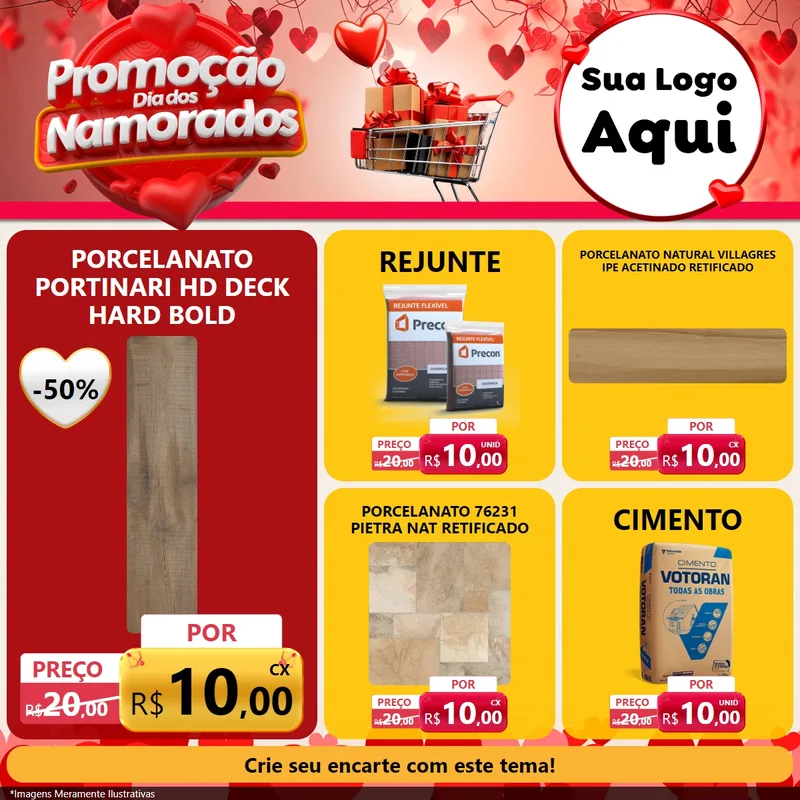 Modelo de Rede Social para Feed Facebook com o tema Promoção Dia dos Namorados para Pisos e revestimentos