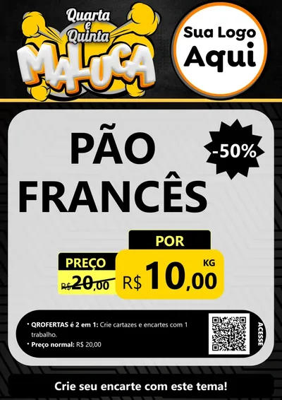 Modelo de Cartaz para Cartaz A4 Vertical com o tema Quarta e Quinta Maluca para Padaria
