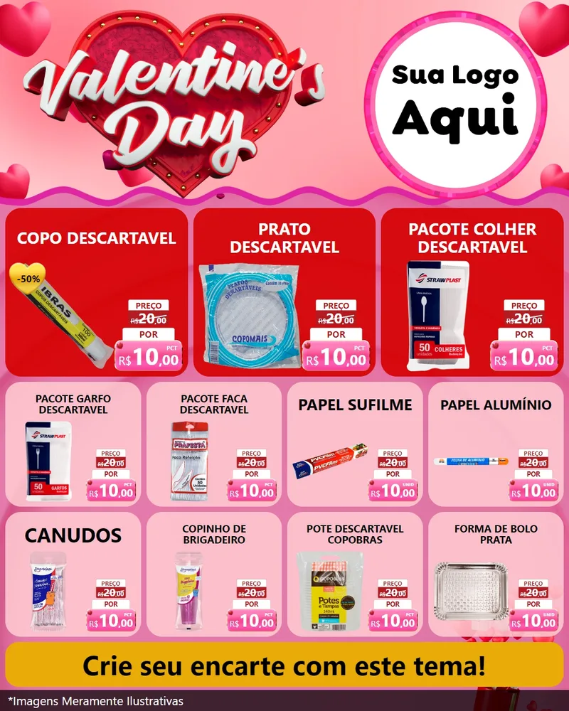Modelo de Rede Social para Feed Instagram com o tema Valentine's Day para Embalagens