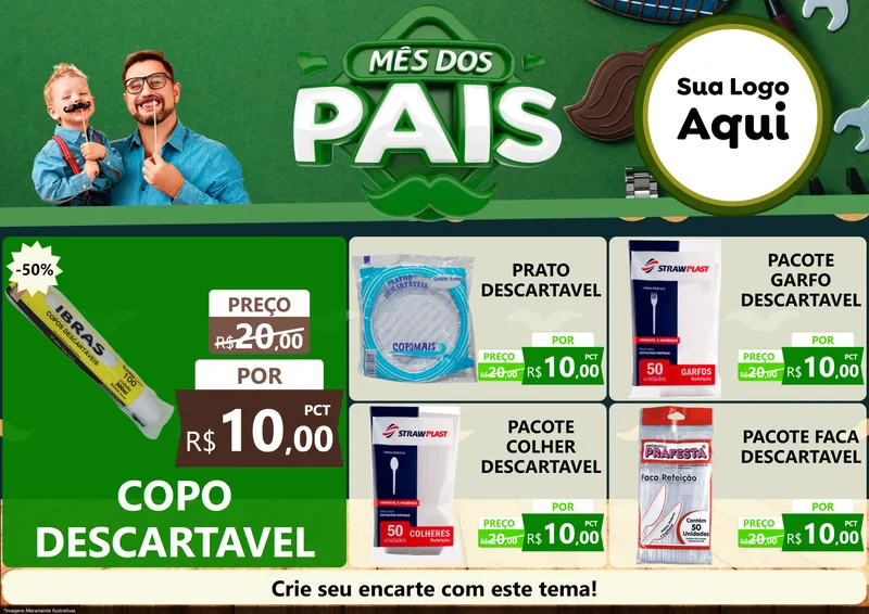 Modelo de Encarte para Encarte A4 Horizontal com o tema Mês dos Pais para Embalagens