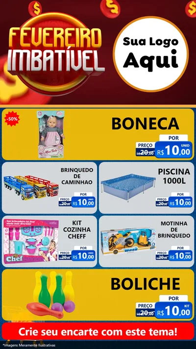 Modelo de TV para TV Vertical com o tema Fevereiro Imbatível para Brinquedos