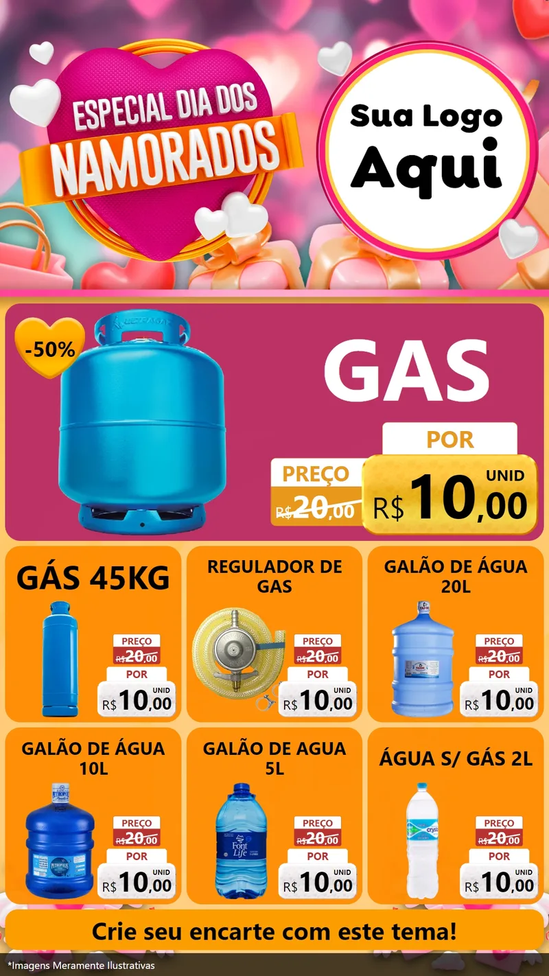 Modelo de Rede Social para Stories com o tema Especial Dia dos Namorados para Água e gás
