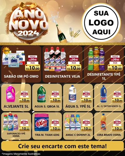 Modelo de Rede Social para Feed Instagram com o tema Feliz Ano Novo 2027 para Produtos de Limpeza