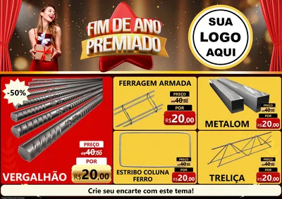 Modelo de Encarte para Encarte A4 Horizontal com o tema Fim de Ano Premiado para Ferragens