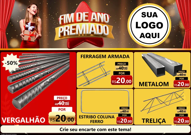 Modelo de Encarte para Encarte A4 Horizontal com o tema Fim de Ano Premiado para Ferragens