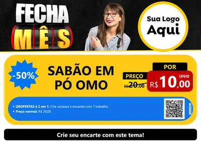 Modelo de Cartaz para Cartaz A4 Horizontal com o tema Fecha Mês para Produtos de Limpeza